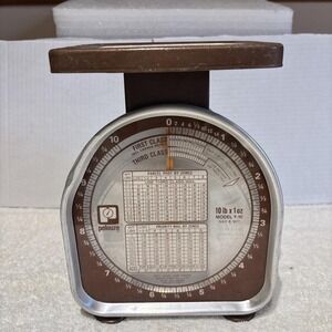 Vintage 1977 Pelouze 10 Lb Postal Scale Model Y-10 Brown Metal Analog Scale